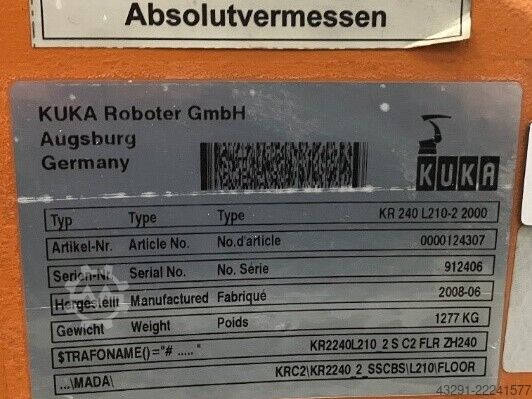 Robot industrial KUKA KR240L210-2 2000