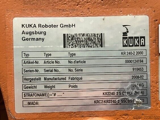 Industrijski robot KUKA KR 240-2 2000 Seriennr. 910453
