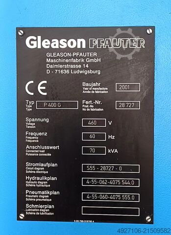 Rectificadora de engranajes CNC Gleason-Pfauter P400G CNC Gear Grinder