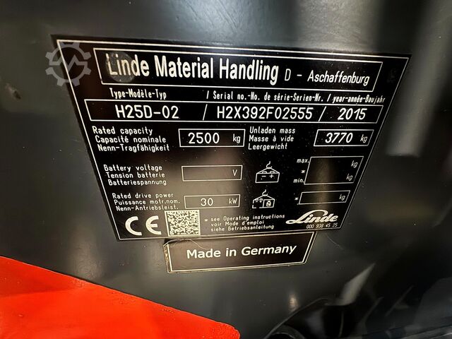 2015年，保养已做，UVV检查有效至2027年2月，运行9,926小时。 Linde H25D