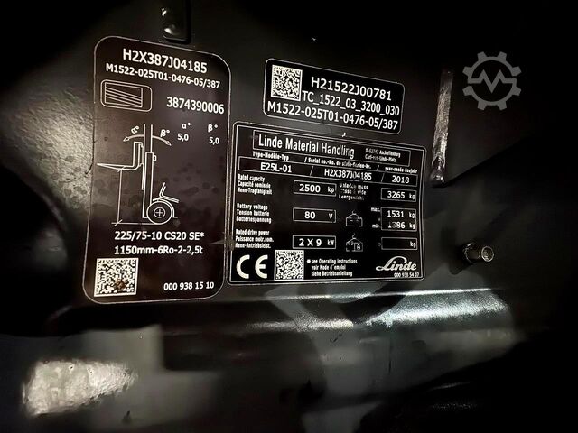 2018 servis + UVV do 02/2027, 12 087 motohodin Linde E25L