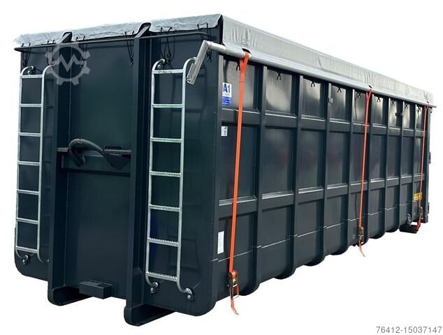 A1 Container NormbehÃ¤lter 40 mÂ³ 2x Querspant DoppelflÃ¼geltÃ¼r Rollplane RAL 7016 Anthrazitgrau Abrollcontainer