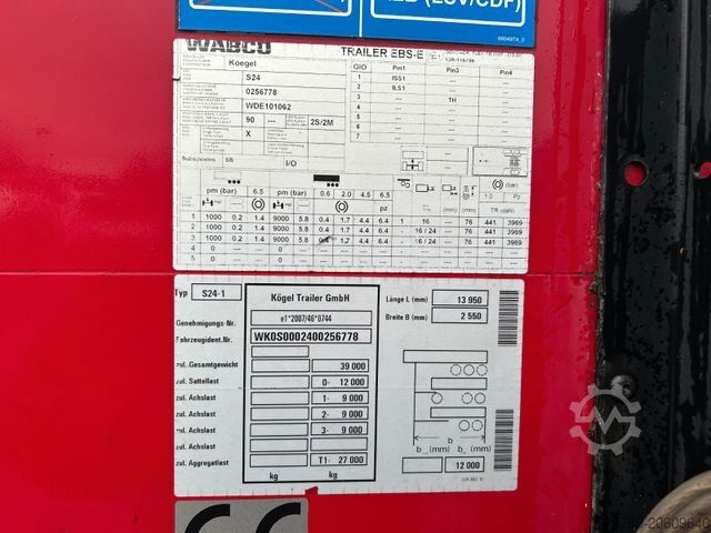 Otvorený náves s plachtou KÖGEL Auflieger Pritsche Plane