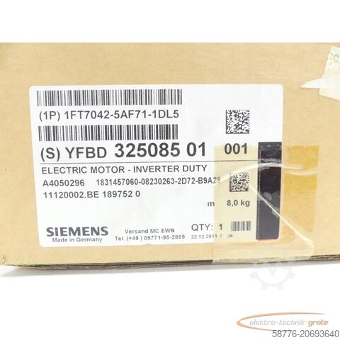 "Siemens" variklis Siemens 1FT7042-5AF71-1DL5 Synchronmotor SN:YFBD32508501001 - ! -