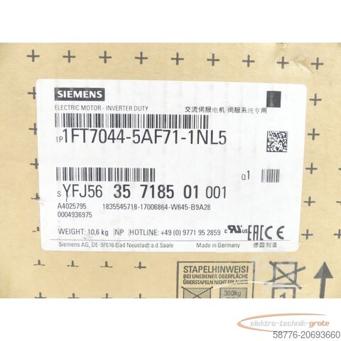 "Siemens" variklis Siemens 1FT7044-5AF71-1NL5 SN:YFJ5635718501001 - ! -