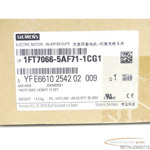 Siemens motor Siemens 1FT7066-5AF71-1CG1 Synchronmotor SN:YFE6610254202009 - ! -