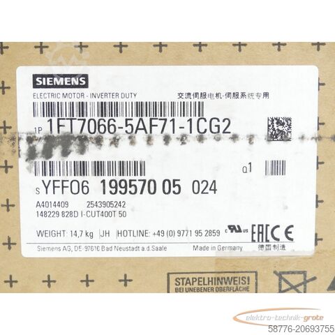 Siemens 1FT7066-5AF71-1CG2 Synchronmotor SN:YFF0619957005024 - ! -