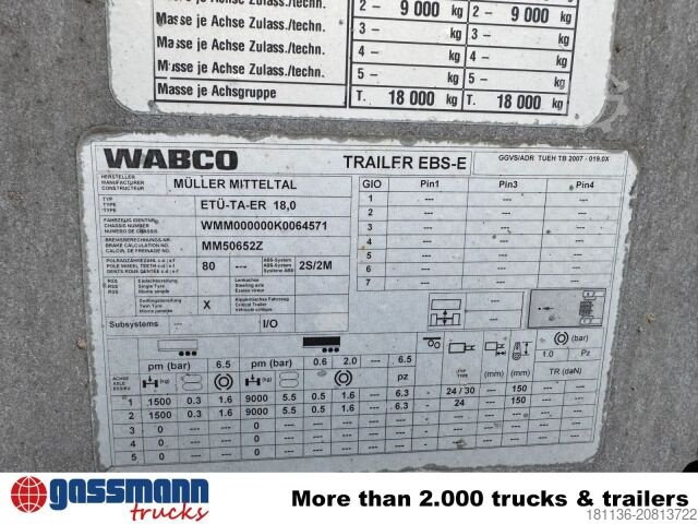 敞篷篷布挂车 Müller-Mitteltal Müller ETUE-TA- 18,0 to