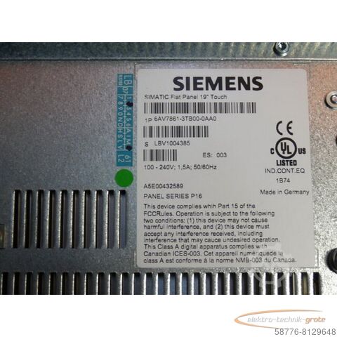 Компонент на Siemens Siemens 6AV7861-3TB00-0AA0 Simatik Flat Panel  SN: LBV1004385- gebraucht Top Zustand -