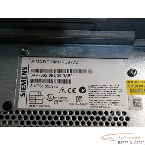Siemens íhlutur Siemens 6AV7892-0BD30-0AB0 Simatik HMI IPC 677C SN: VPC9852976  gebraucht - TOP Zustand