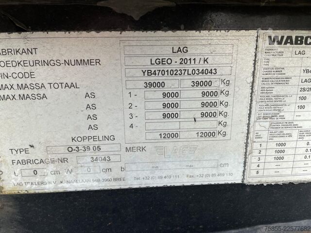 การขนส่งตู้คอนเทนเนอร์ LAG FT Tank / BPW Axles / Drumbrakes /...