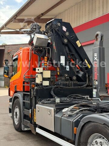 Kanca kasalı yük kamyonu (roll-off) SCANIA R 380 HIAB-Ladekran und ARK, Liftachsen 2+4