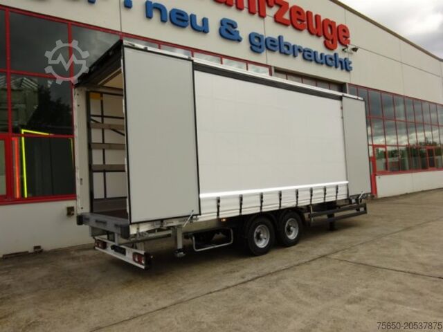 Open trailer with tarp Möslein TPW 105 D Schwebheim  Tandem- Planenanhänger Durchladen