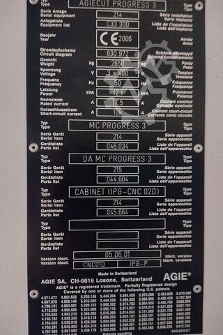 Máquina de erosión por hilo AGIE AGIECUT PROGRESS 3
