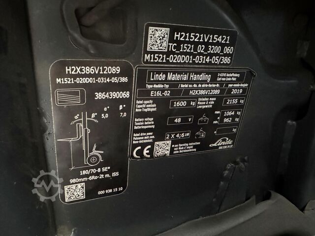 21/2021 szerviz + UVV 09/2027, 15 008 üzemóra Linde E16L
