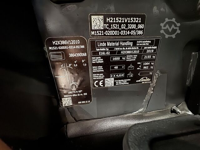 21/2021 szerviz + UVV 10/2027 14 594 üzemóra Linde E16L