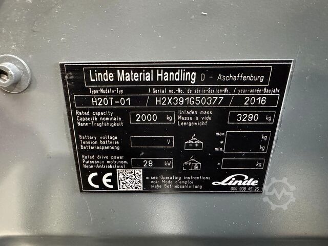 016 UVV 2027/09-ig, 6 836 üzemóra Linde H20T