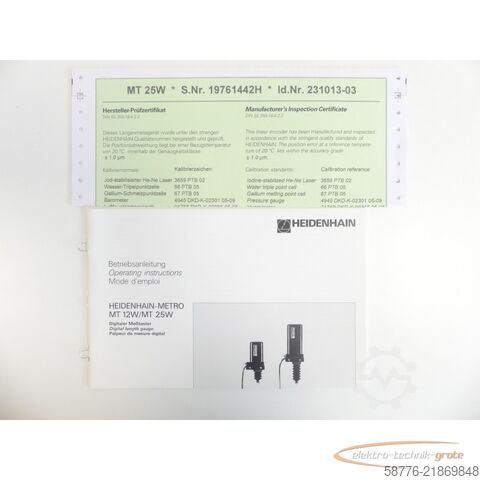 Komponenta Heidenhain MT 25W Messtaster . 231 013-03 SN: 19761442H - ! -