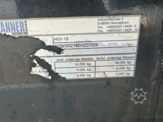 原木拖车 ZANNER AHK 18 Holzanhänger 2 Achse 3350kg