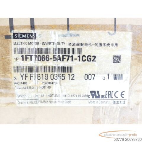 Siemens 1FT7066-5AF71-1CG2 Synchronmotor SN:YFF7619035512007 - ! -