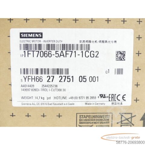 Siemens motor Siemens 1FT7066-5AF71-1CG2 Synchronmotor SN:YFH6627275105001 - ! -