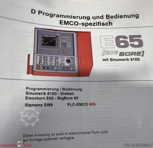 CNC virpa ar aprīkojumu un C asi EMCO E65 TM BigBore 95