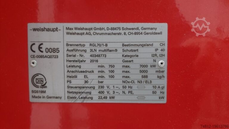 Sistema de caldera de vapor BOSCH UL-S10000X18, max. 10.000 kg steam/ h