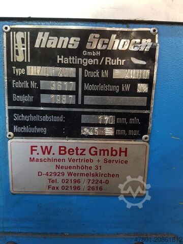 Hydraulische Presse Hans Schoen NH/LF200