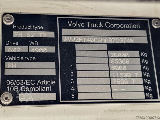 BDF sistēma Volvo FH 13.500 Globetrotter 6x2 BDF - 4.90 WB - Full...