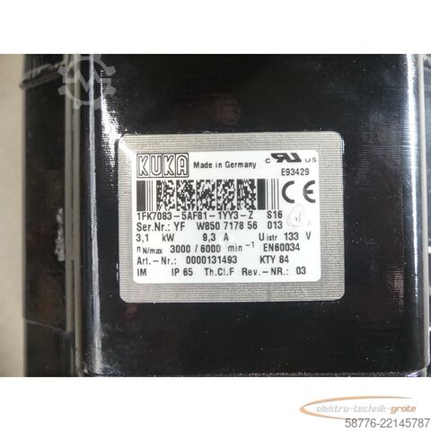  KUKA 1FK7083-5AF81-1YY3-Z S16 Servomotor SN: YFW850717856013