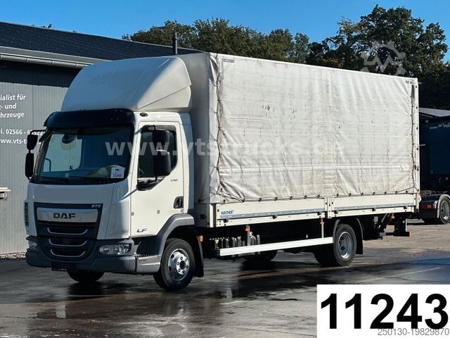 Schuifzeil bestelwagen DAF LF 210 4x2 Pritsche+Plane, Ladebordwand 7,5 t.