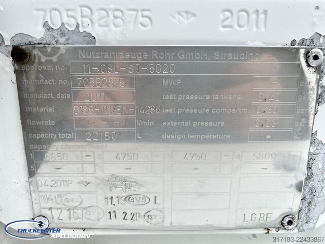 Tankbil Volvo FH 500 Rohr 22150 Liter, 4 Compartimenten, Reta...