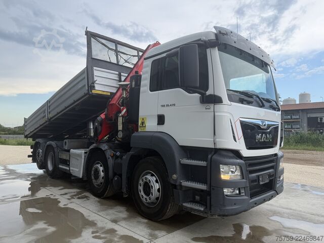 รถดัมพ์ MAN 35.470 TGS Kipper + Kran Fassi F485 8x2