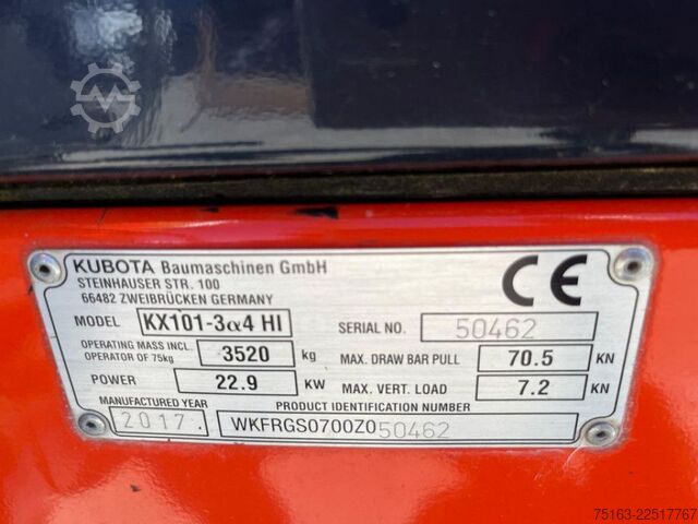 मिनी खुदाई करनेवाला KUBOTA Minibagger KX 101-3a4 HI Minibagger nur 1.190h