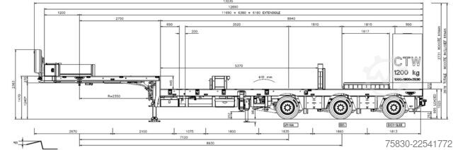 Dieplader Broshuis 3ABSD / EXTENADABLE / HIAB 95 tm + JIB / ELECTR...