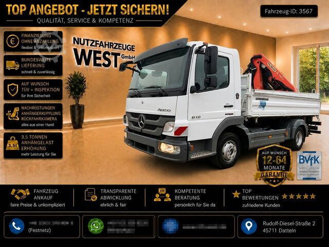 三向翻斗货车 MERCEDES-BENZ Atego 818 Meiller Kipper Palfinger Kran