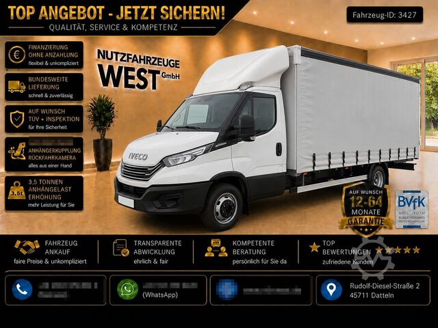 Curtain sider van IVECO Daily 72-210 Hi-Matic XXL Maxi Pritsche*1.Hand*