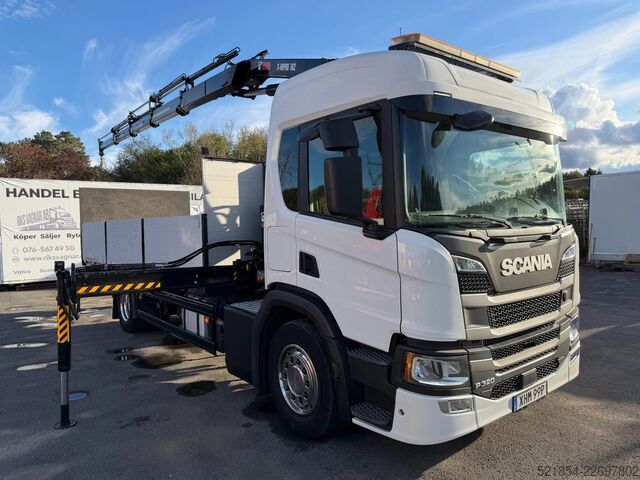 Lastplattform Scania P320 Flatbed-truck + HIAB X-HiPro 162 E4, 2019