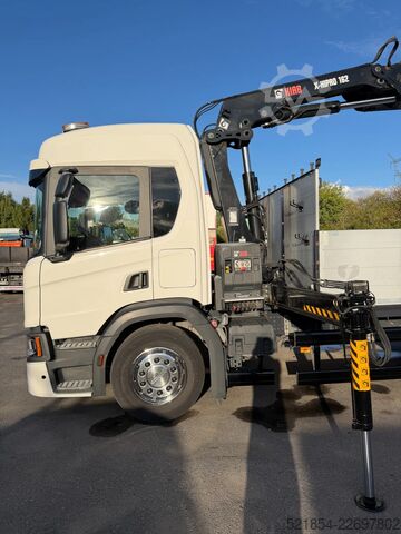 Lastplattform Scania P320 Flatbed-truck + HIAB X-HiPro 162 E4, 2019