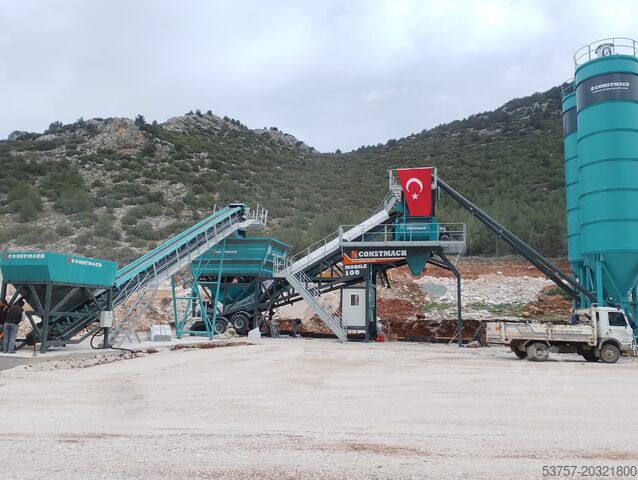Loji pencampuran konkrit mudah alih, konkrit CONSTMACH 100 M3/H Mobil Concrete Batching Plant