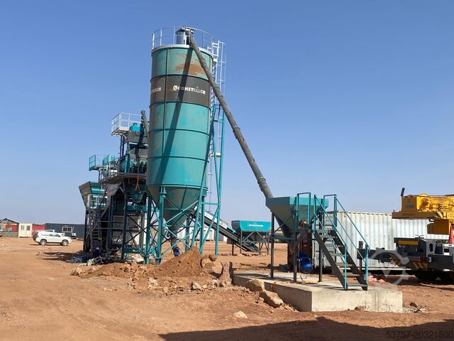 Loji pencampuran konkrit mudah alih, konkrit CONSTMACH 100 M3/H Mobil Concrete Batching Plant