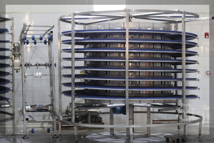 Transportues spirale ftohës / Përpunim ushqimor Custom / OEM (Stainless Steel) Ambient Spiral Cooling Conveyor Tower
