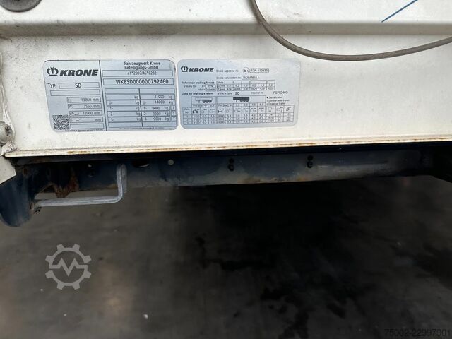 Krone 280cm tinggi dalam / gandar angkat / kotak palet / BPW+brek dram / treler NL / APK: 01-2027 Krone 280cm inside height / liftaxle / palletbox / BP...