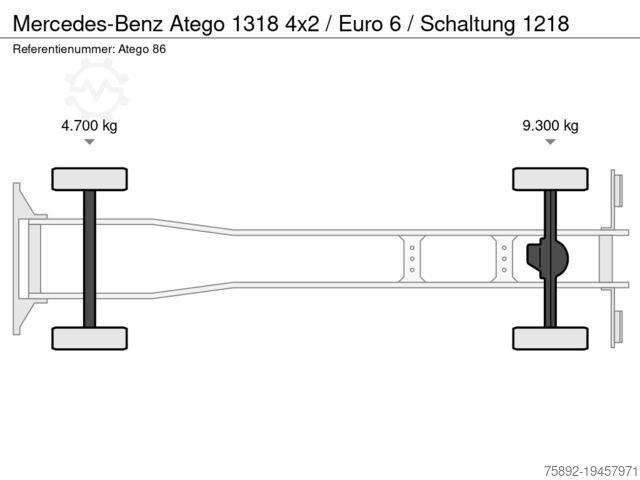 Chassis com cabina Mercedes-Benz Atego 1318 4x2 / Euro 6 / Schaltung 1218