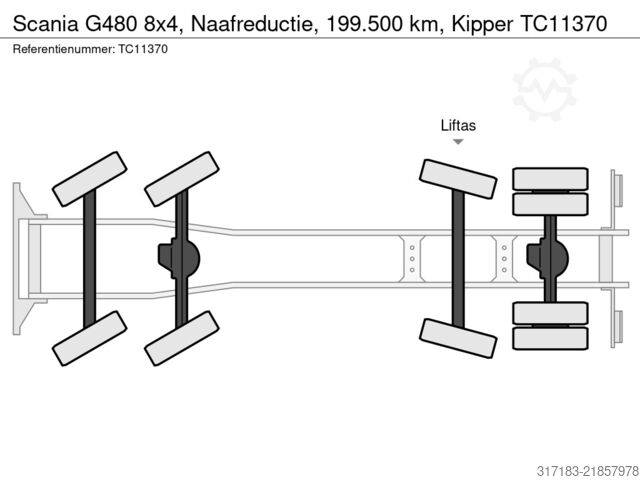 抽吸车 Scania G480 8x4, Naafreductie, 199.500 km, Kipper