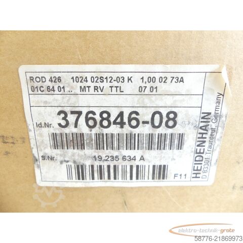 组成部分 Heidenhain ROD 426 1024 02S12-03 Drehgeber . 376 846-08 - ! -