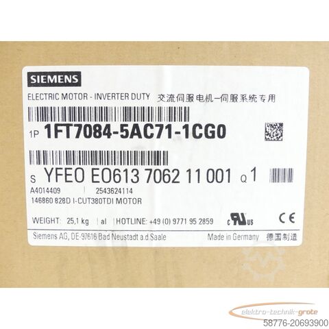 Moteur Siemens Siemens 1FT7084-5AC71-1CG0 Synchronmotor SN:YFE0E0613706211001 - ! -