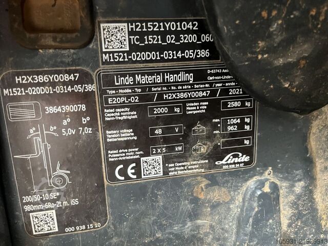 Electric 4-wheel forklift Linde E20PL-02