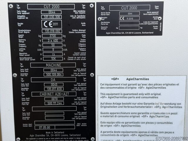 Mașină de eroziune cu fir AGIE CHARMILLES CUT 2000