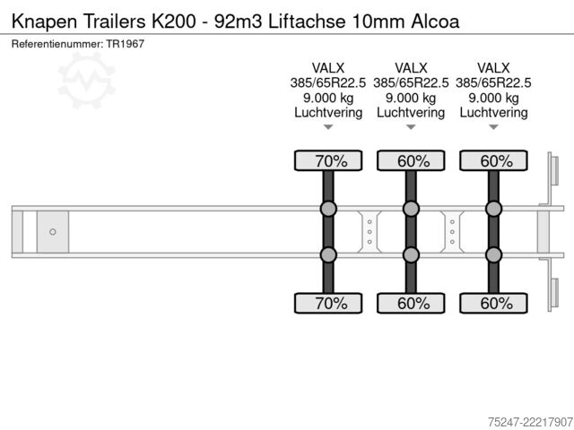 Bevægeligt gulv Knapen Trailers K200 - 92m3 Liftachse 10mm BPW